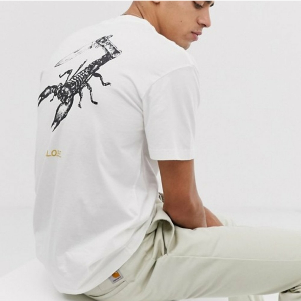 NWT! Globe Scorpion Hard Times White Skate T-Shirt
